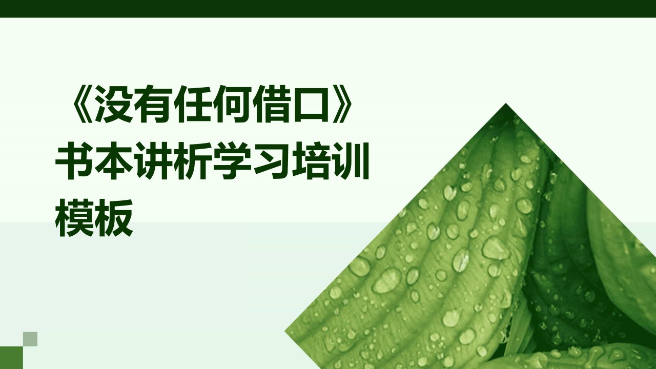 《没有任何借口》书本讲析学习培训模板