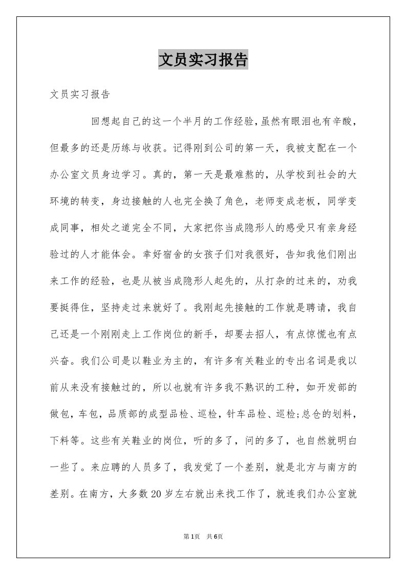 文员实习报告例文3