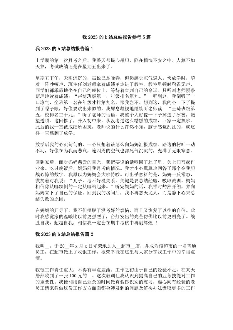 我2023的b站总结报告参考5篇