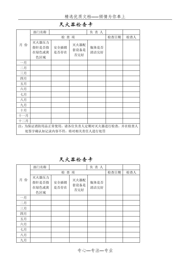 灭火器检查卡(共2页)