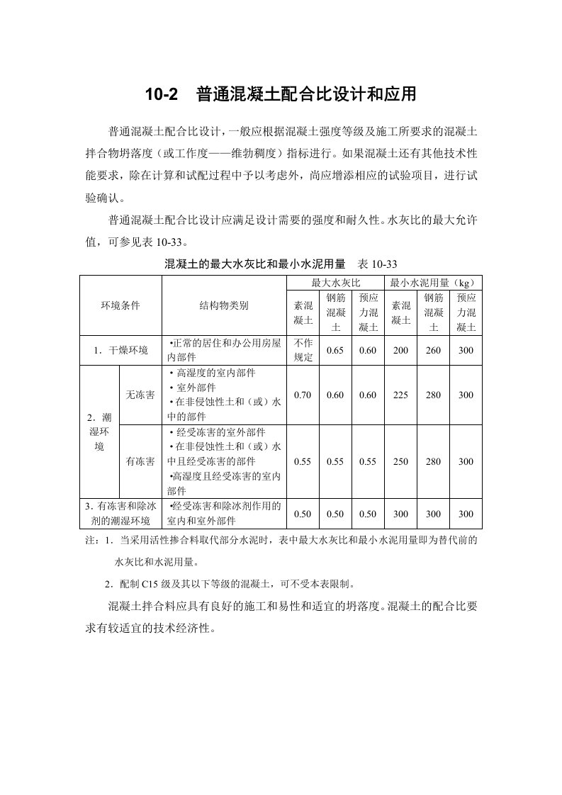 普通混凝土配合比设计和应用