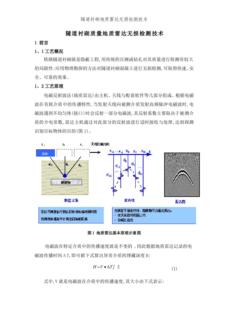 隧道衬砌地质雷达无损检测技术