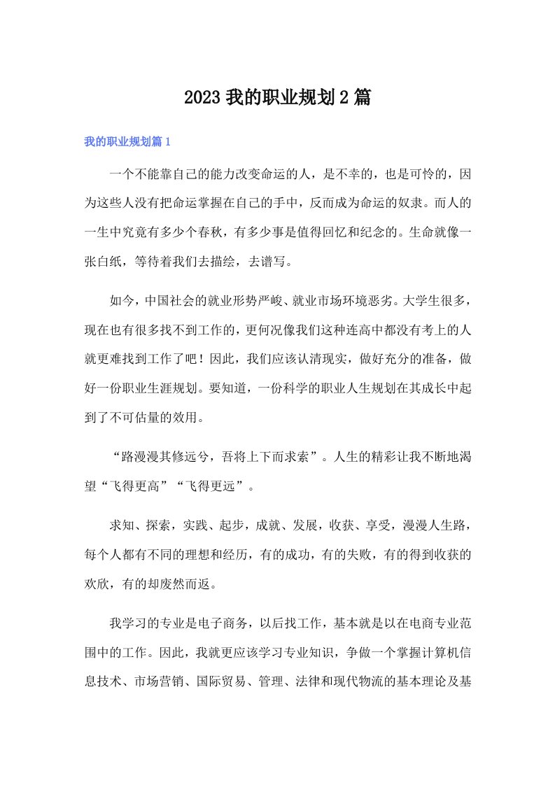 2023我的职业规划2篇