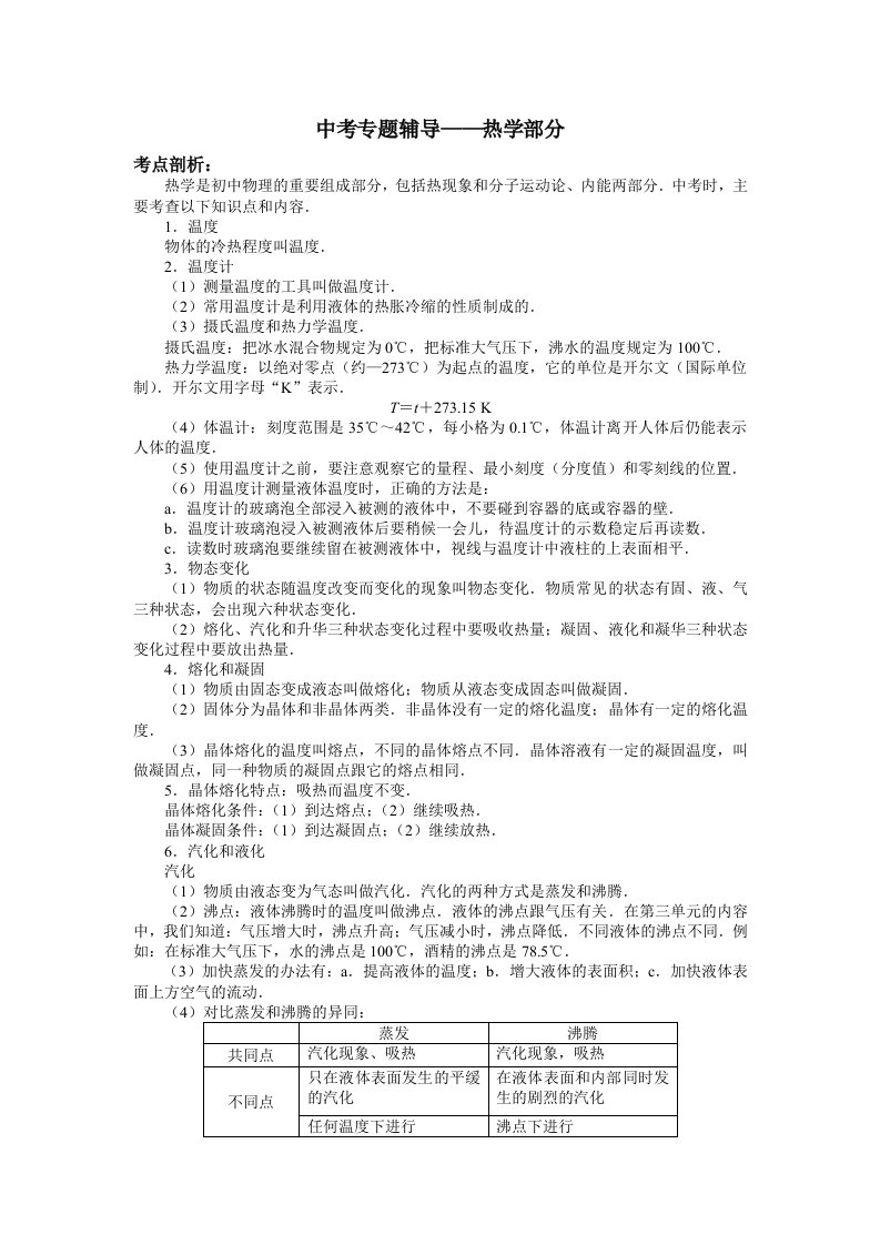 2010年中考物理专题辅导精讲-热学部分