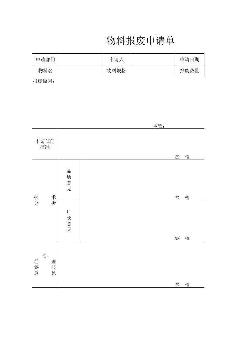 物料报废申请单1