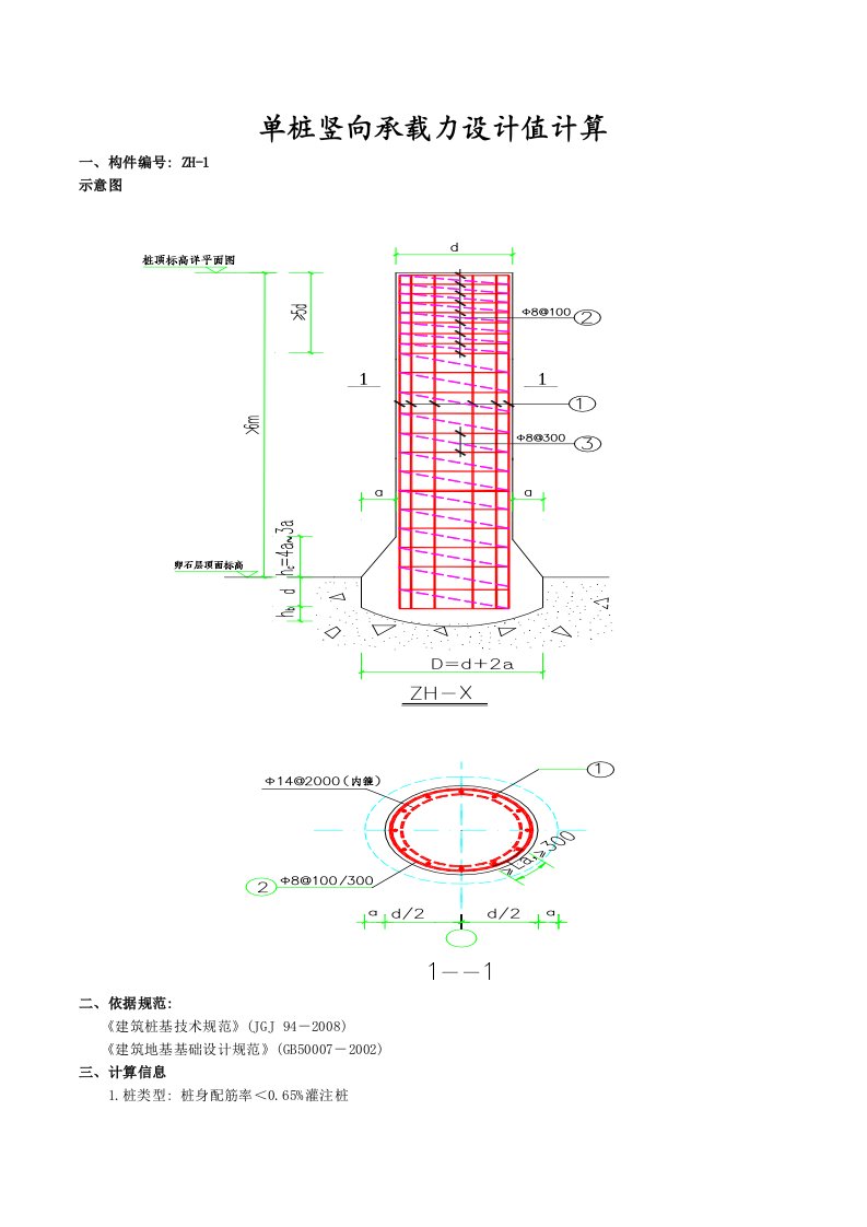 单桩竖向承载力设计值计算