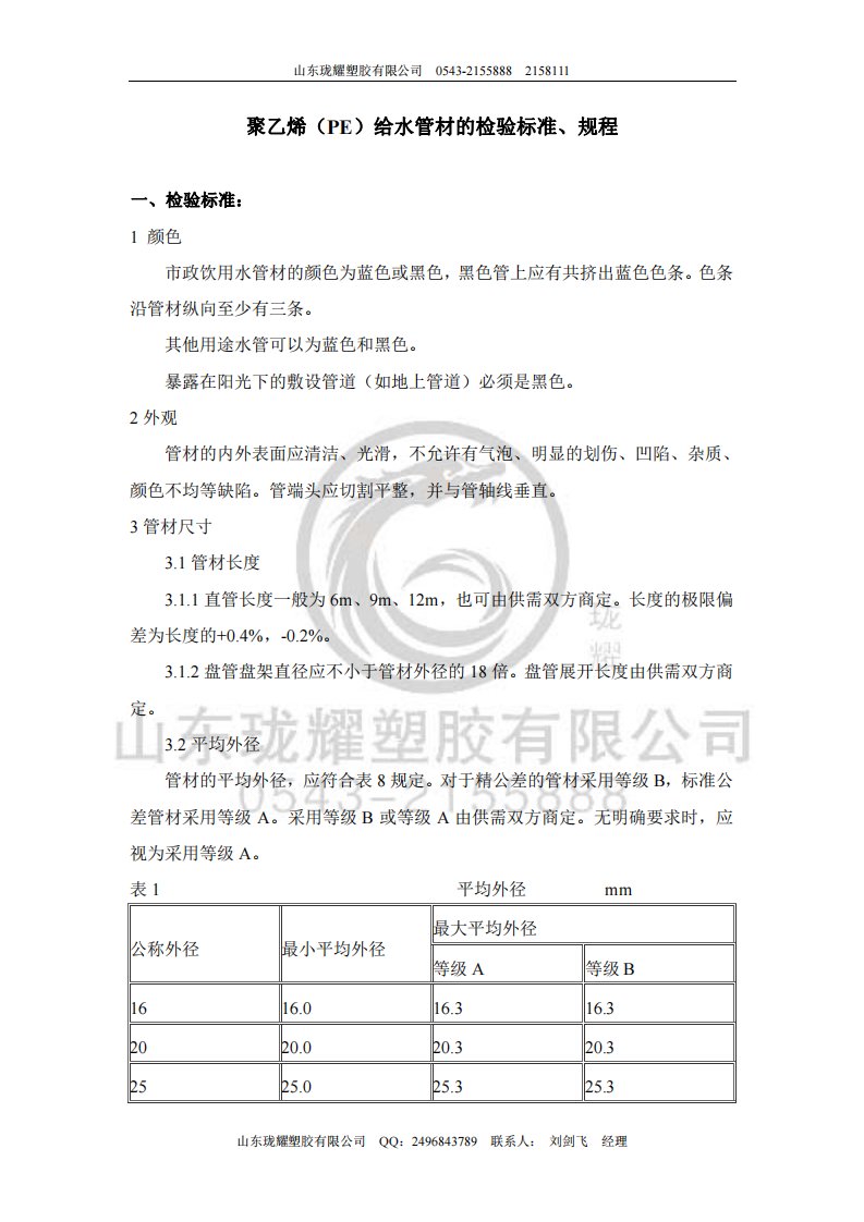 HDPE检验标准规程