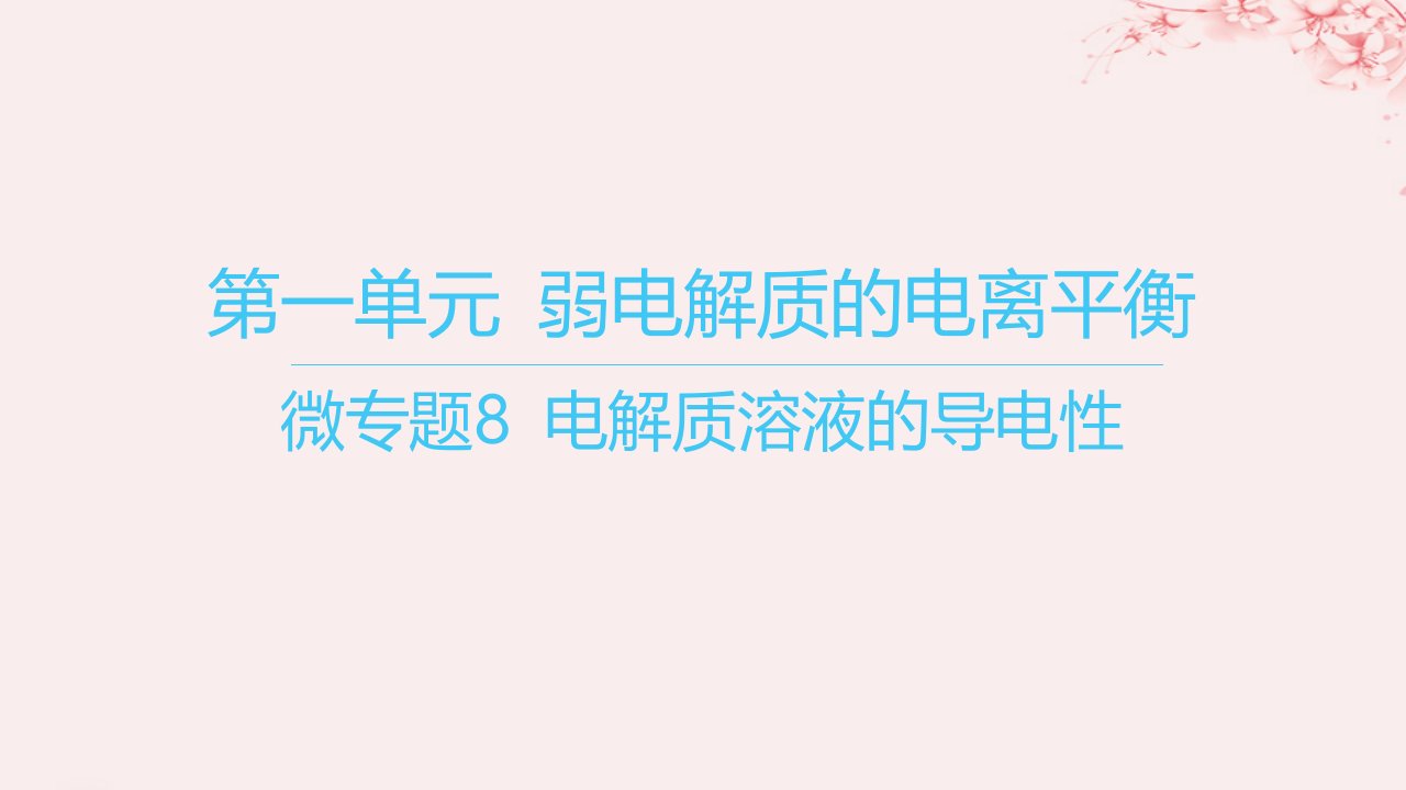 江苏专用2023_2024学年新教材高中化学专题3水溶液中的离子反应第一单元弱电解质的电离平衡微专题8电解质溶液的导电性课件苏教版选择性必修1