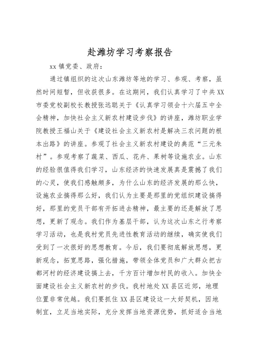 2022年赴潍坊学习考察报告