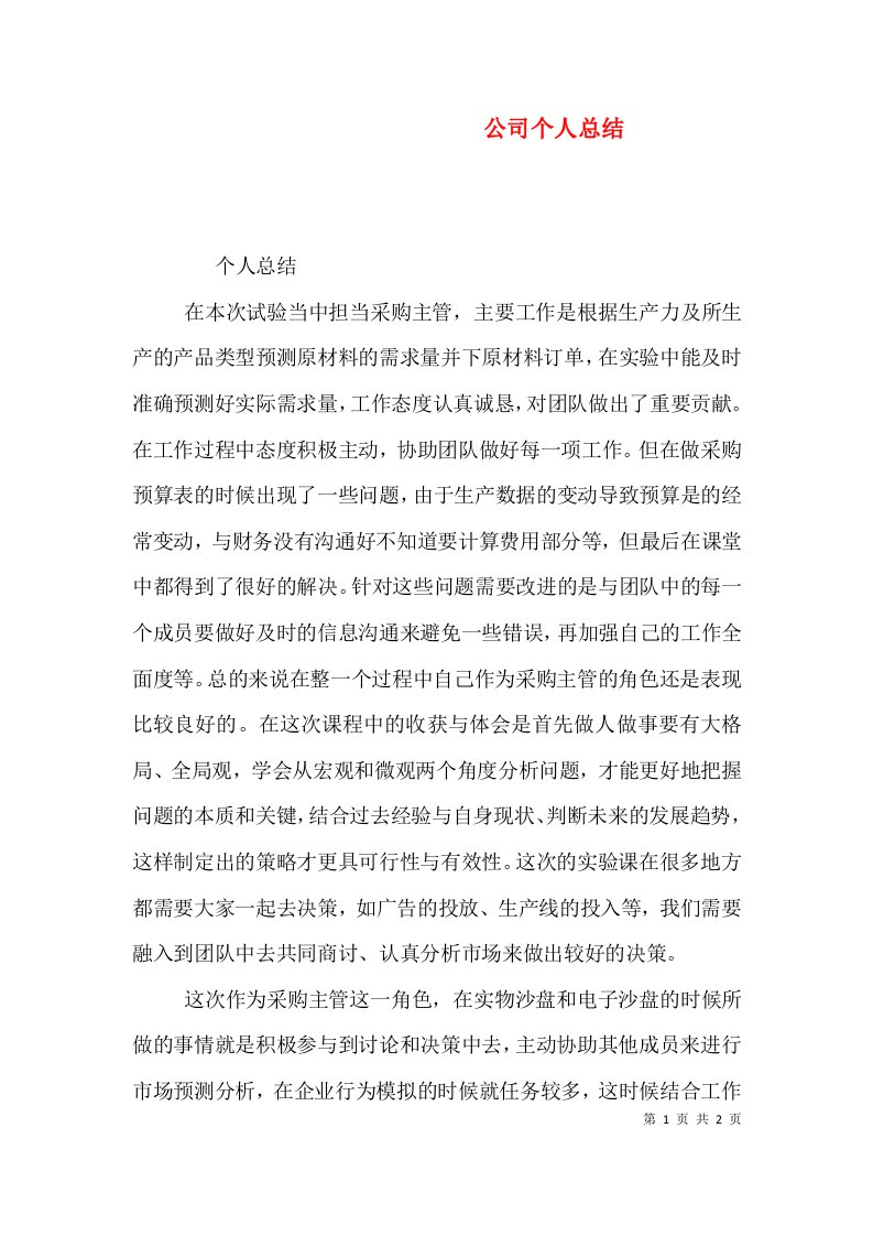 公司个人总结（三）