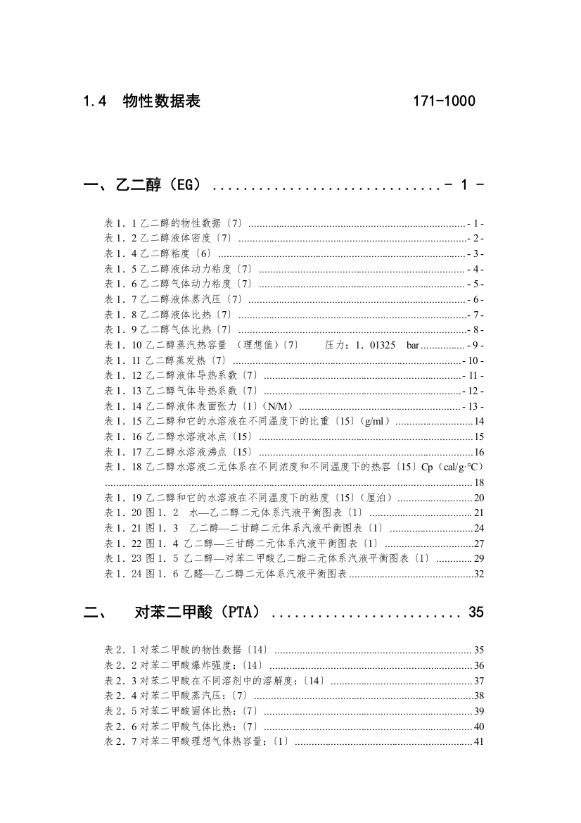 PET常用物料物性数据表