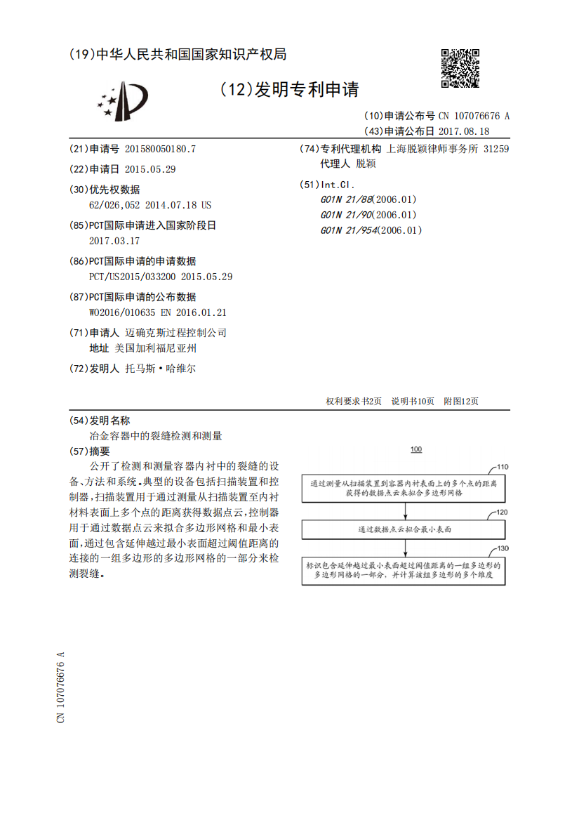 冶金容器中的裂缝检测和测量