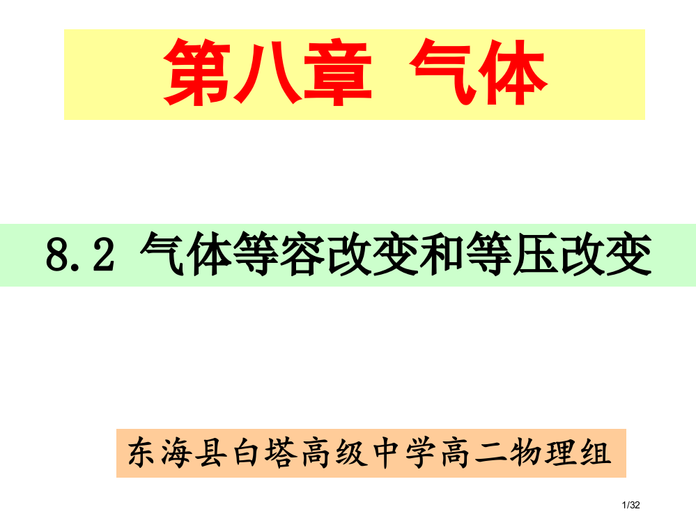 选修3-38.2气体的等容变化和等压变化市公开课一等奖省赛课微课金奖PPT课件