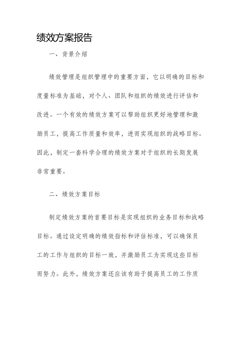 绩效方案报告