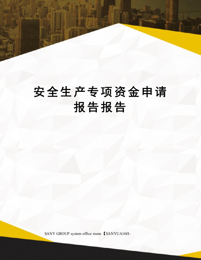 安全生产专项资金申请报告报告