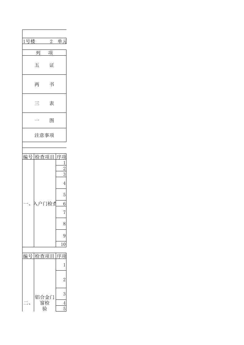 毛坯房验房专用表格详细