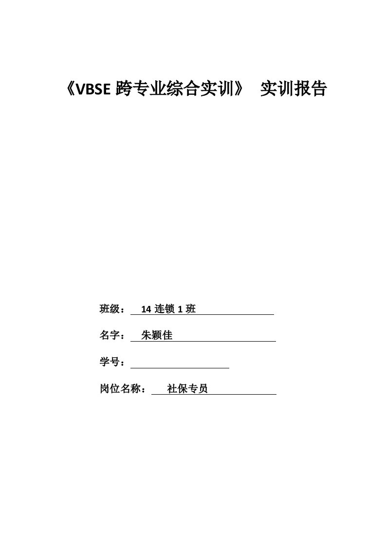 VBSE跨专业综合实训报告