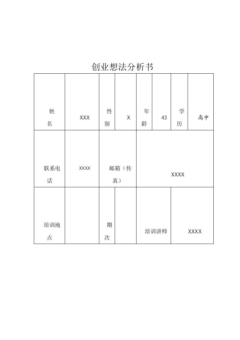 创业想法分析书