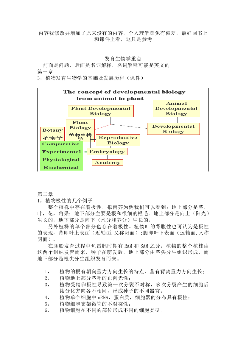 发育生物学重点(修订版)