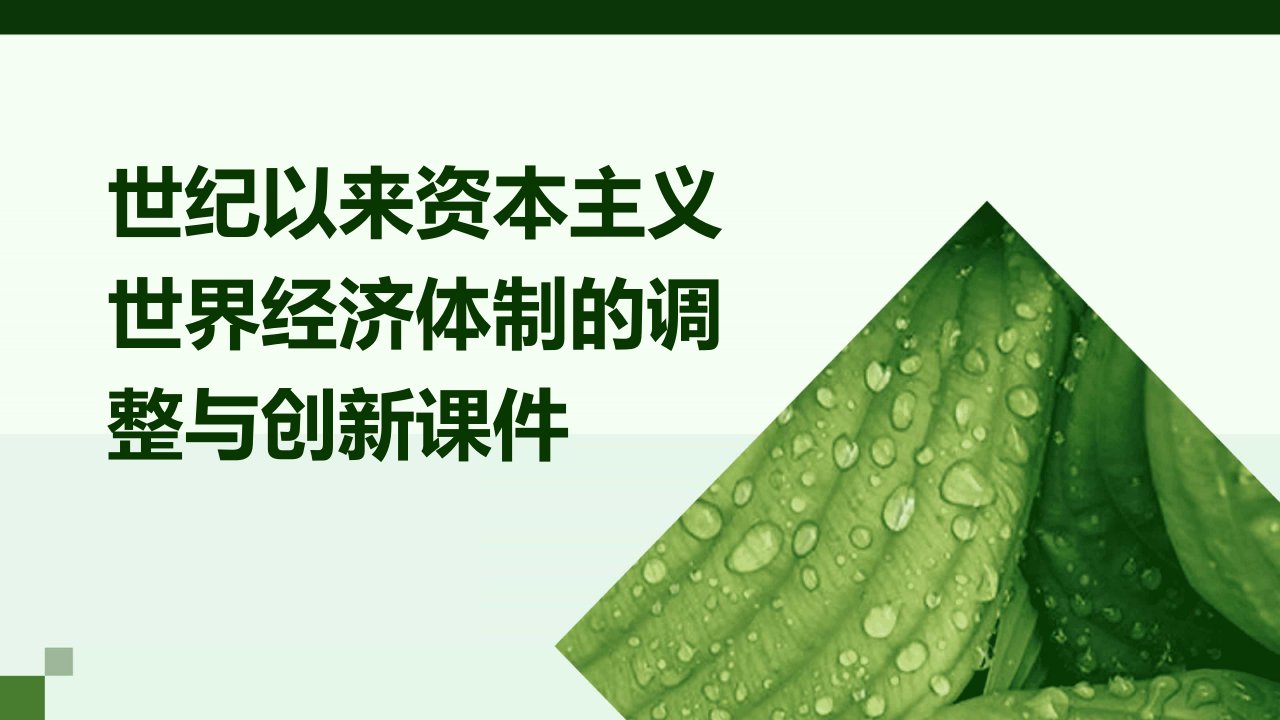 世纪以来资本主义世界经济体制的调整与创新课件