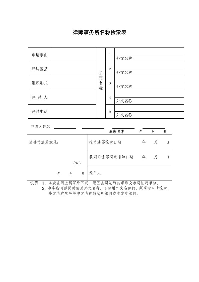 律师事务所名称检索表