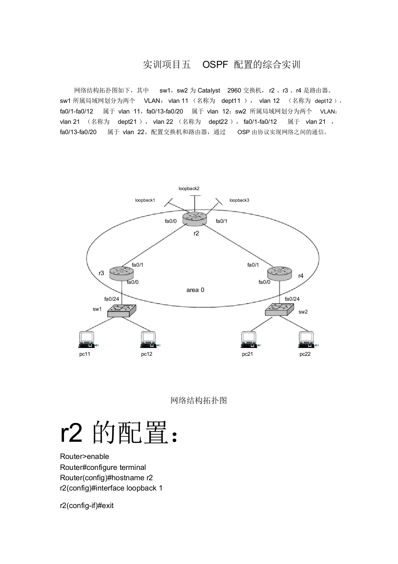 思科OSPF加单臂路由配置的综合实训