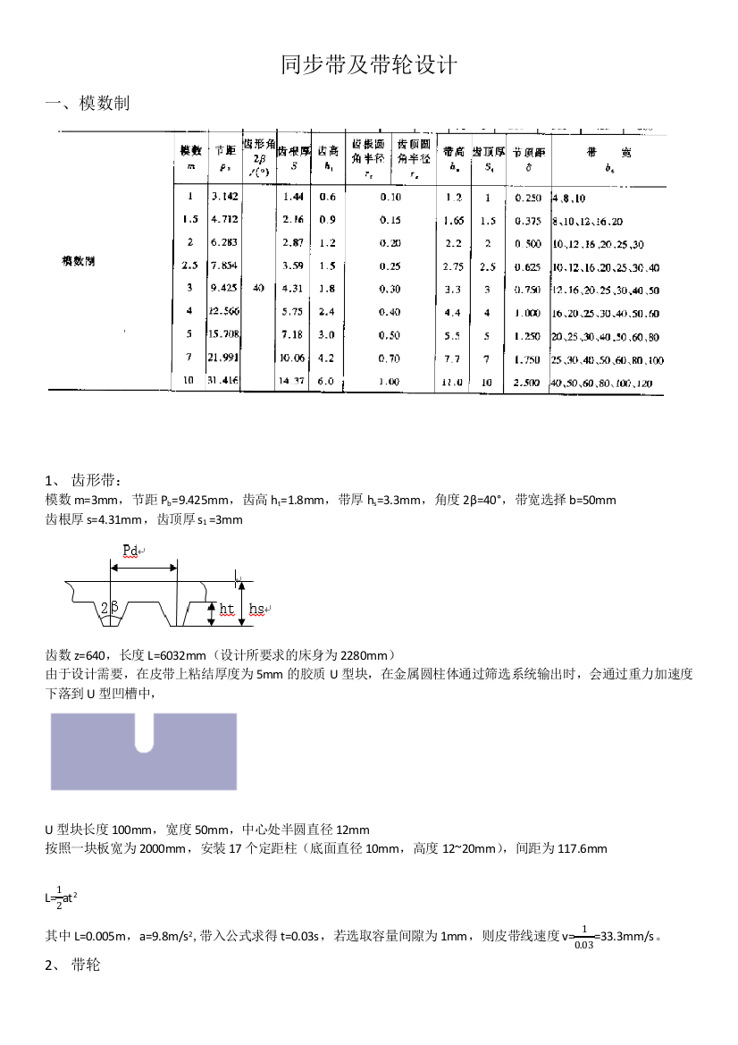 同步带及带轮设计