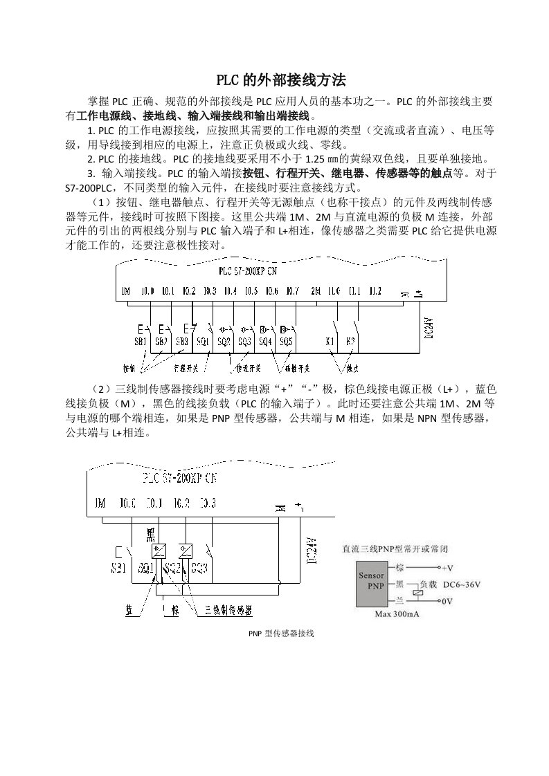 PLC外部接线方法