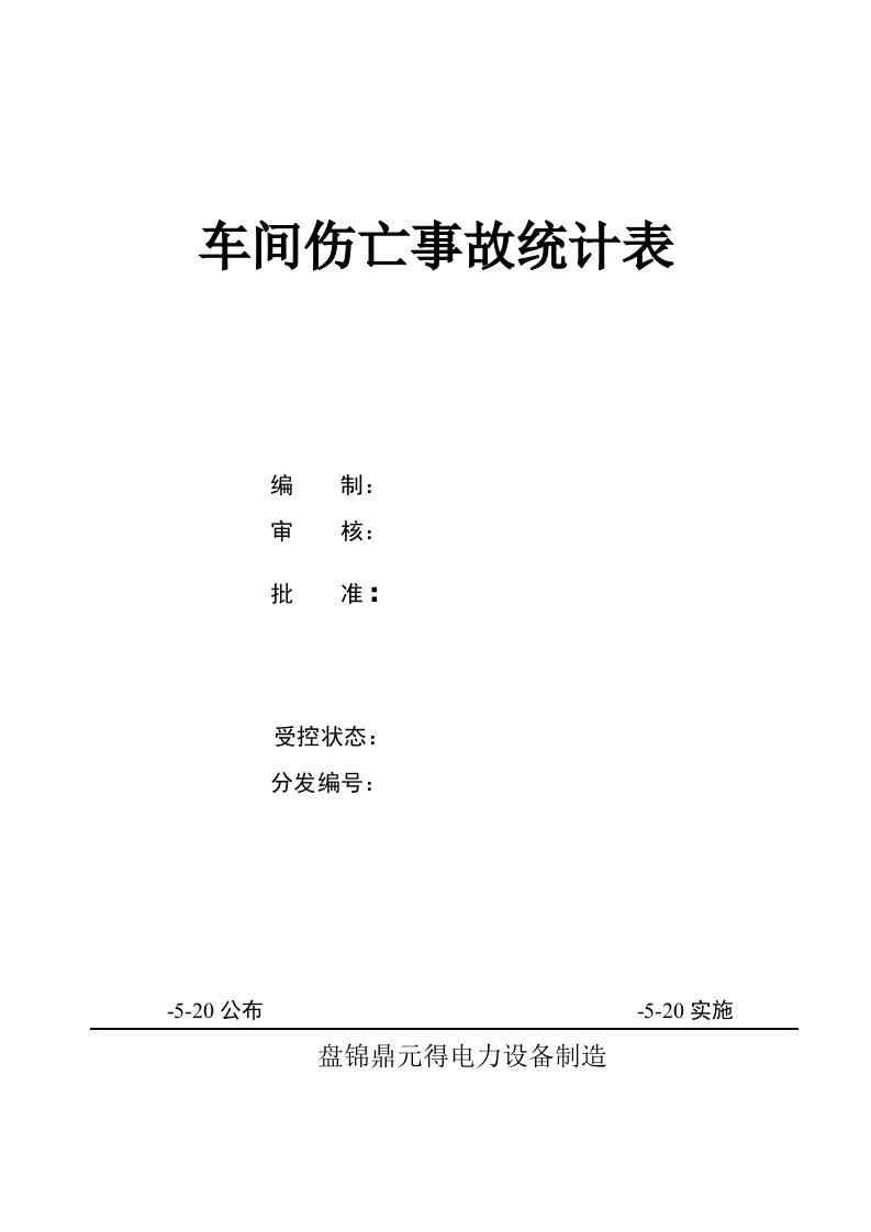 2021年车间伤亡事故记录表