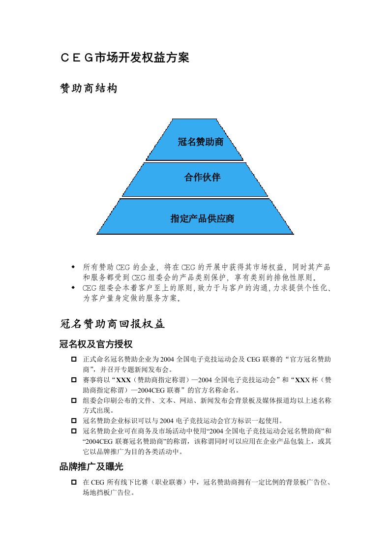 CEG赞助商回报权益方案