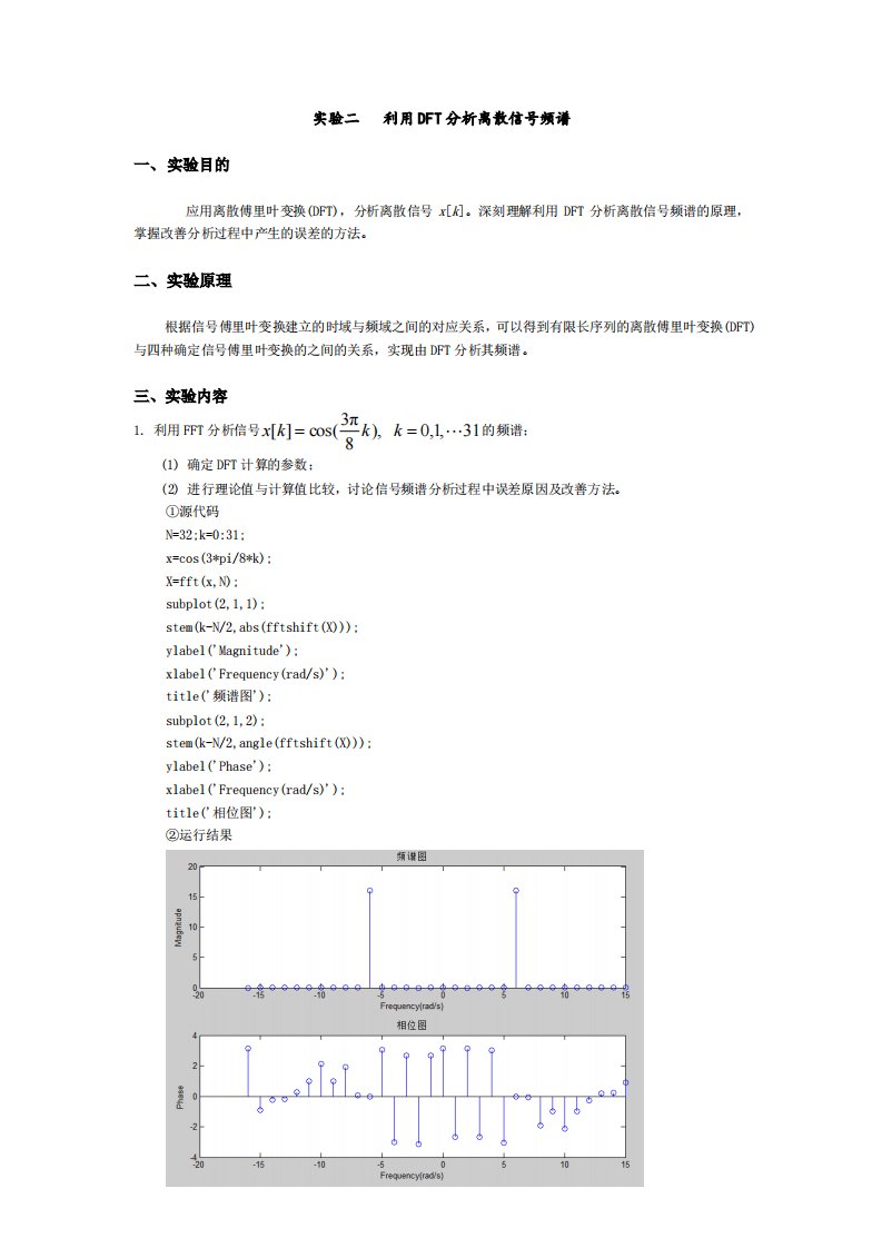 华工信号与系统实验二(信工7班)