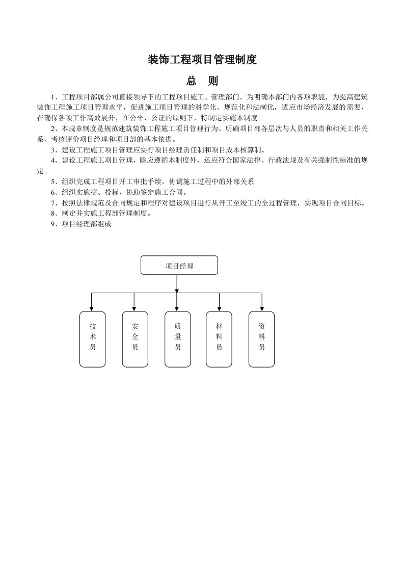 装饰工程项目管理制度