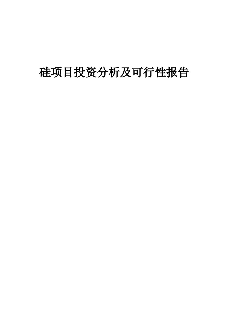 硅项目投资分析及可行性报告