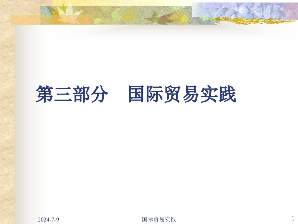 川大国际经济学教案第三部分国际贸易实践