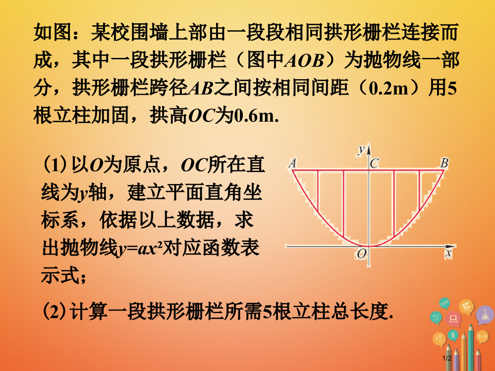 九年级数学下册2.4二次函数的应用拓展2素材全国公开课一等奖百校联赛微课赛课特等奖PPT课件