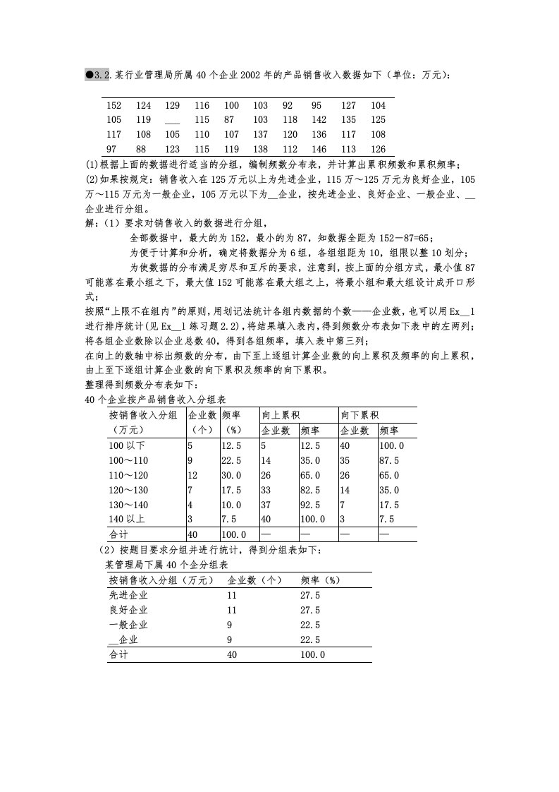 统计学课后题答案第四版中国人民大学出版社