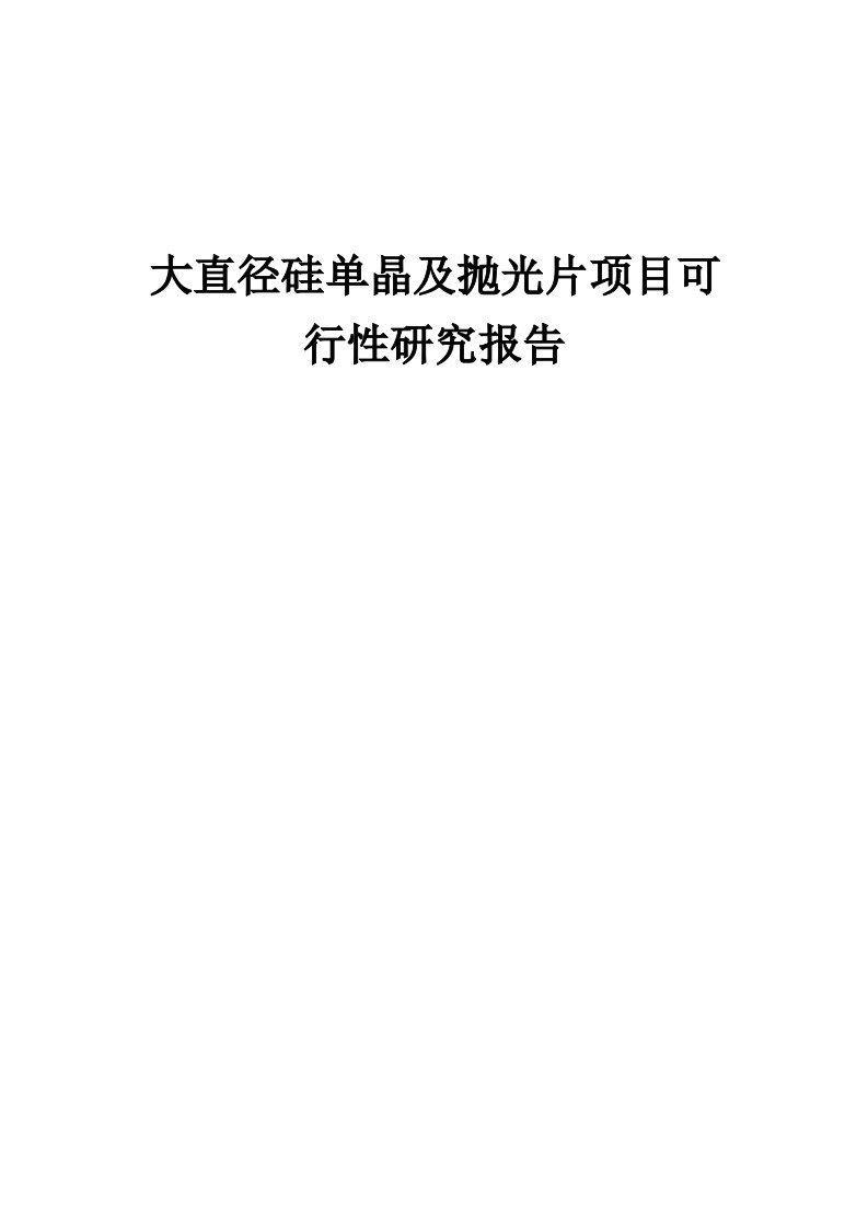 大直径硅单晶及抛光片项目可行性研究报告