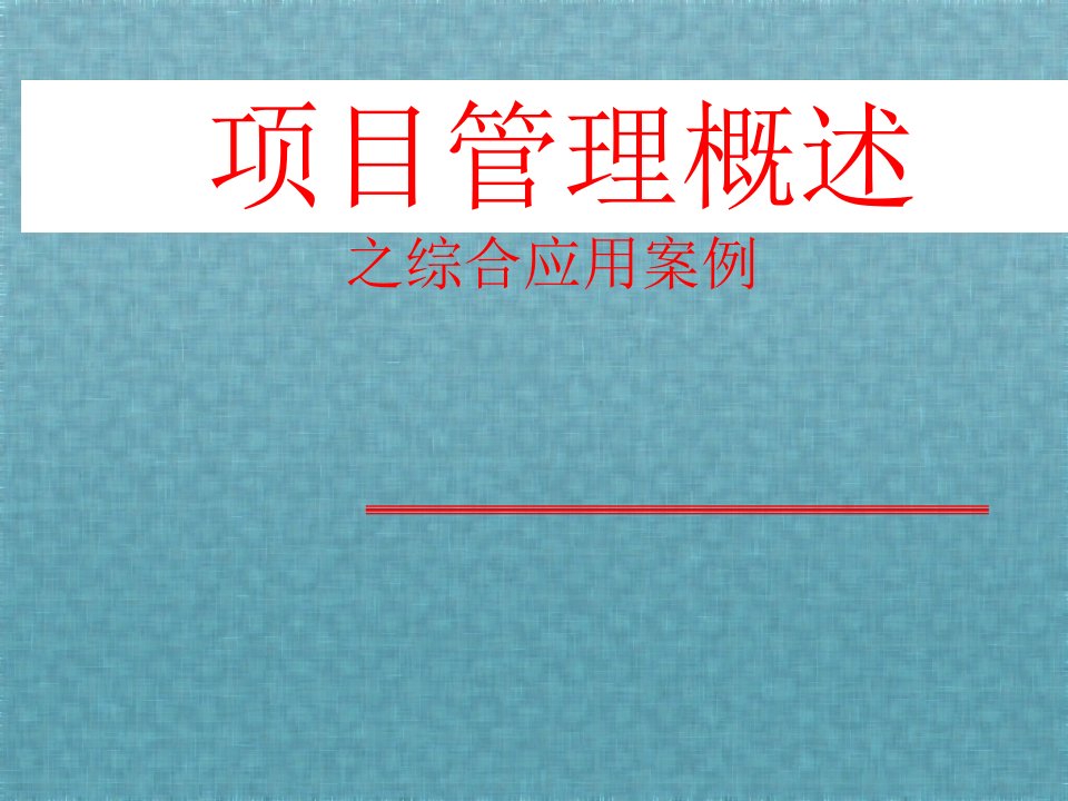 项目管理概述之综合应用案例