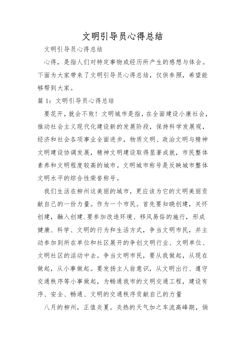 文明引导员感悟总结