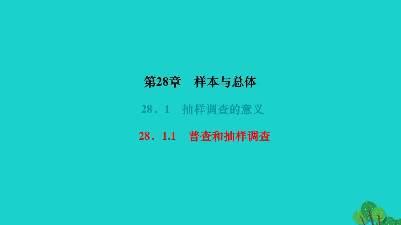 2022九年级数学下册第28章样本与总体28.1抽样调查的意义28.1.1普查和抽样调查作业课件新版华东师大版1