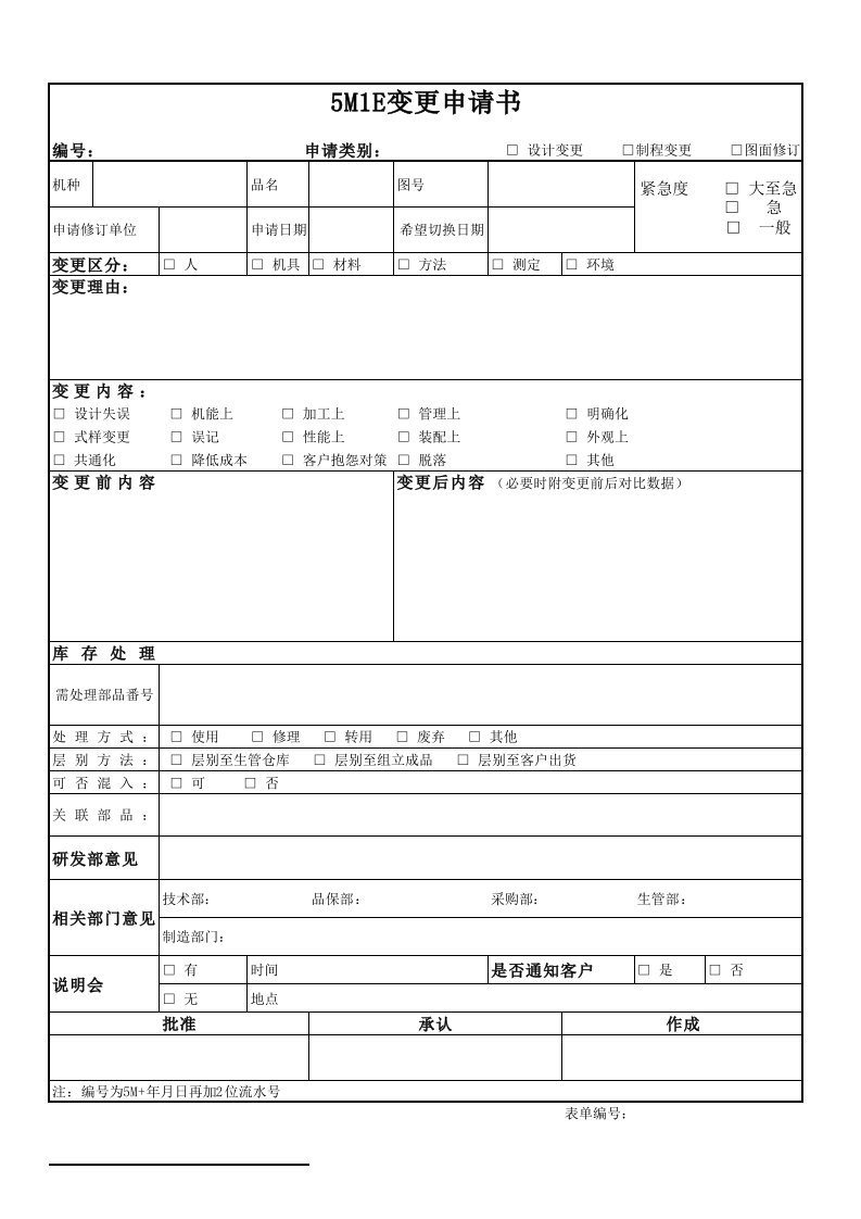 5m1e变更申请书