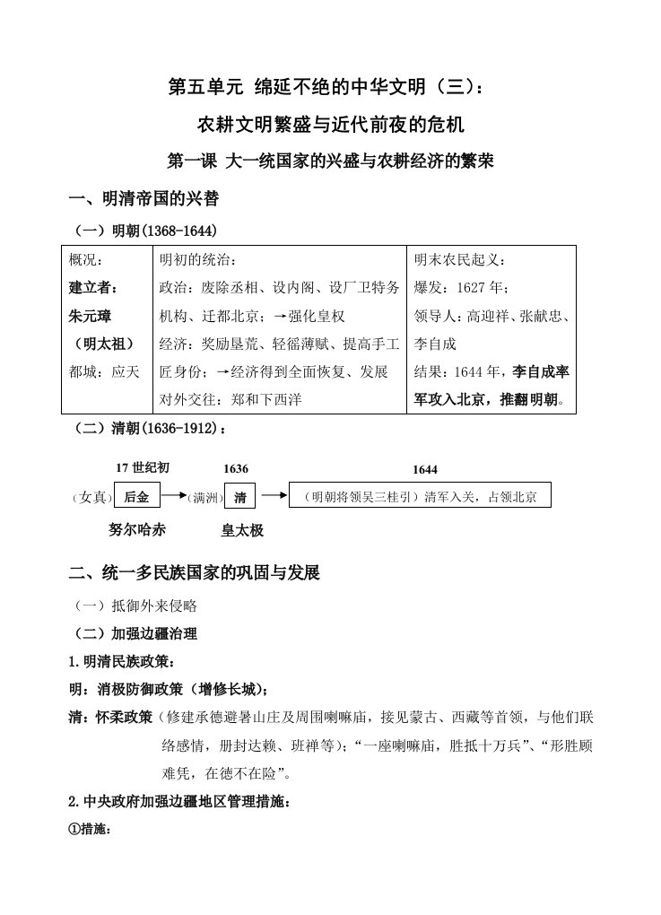 人教版八年级下册历史与社会期末复习提纲(用)