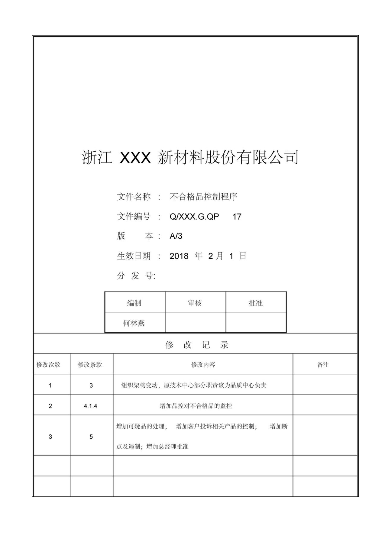 不合格品控制程序