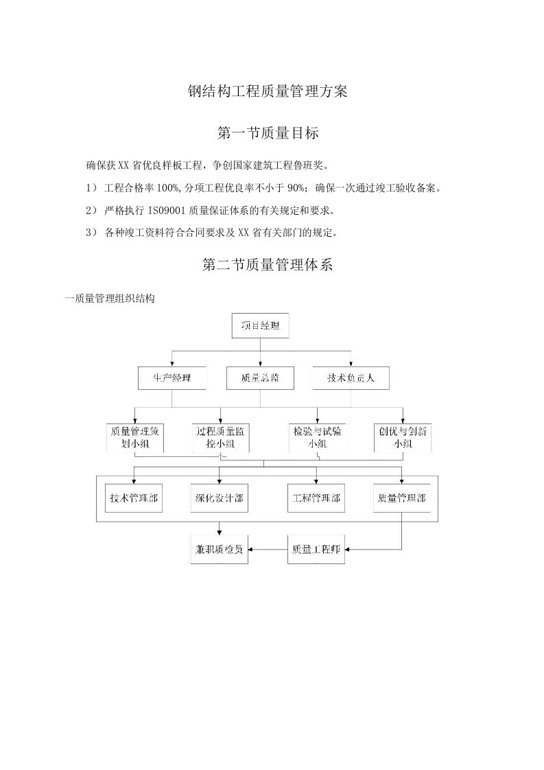 钢结构工程质量管理方案