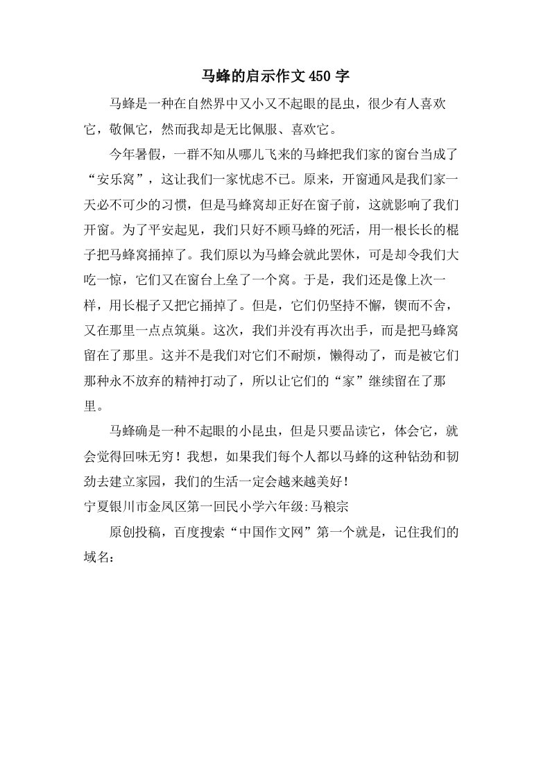 马蜂的启示作文450字