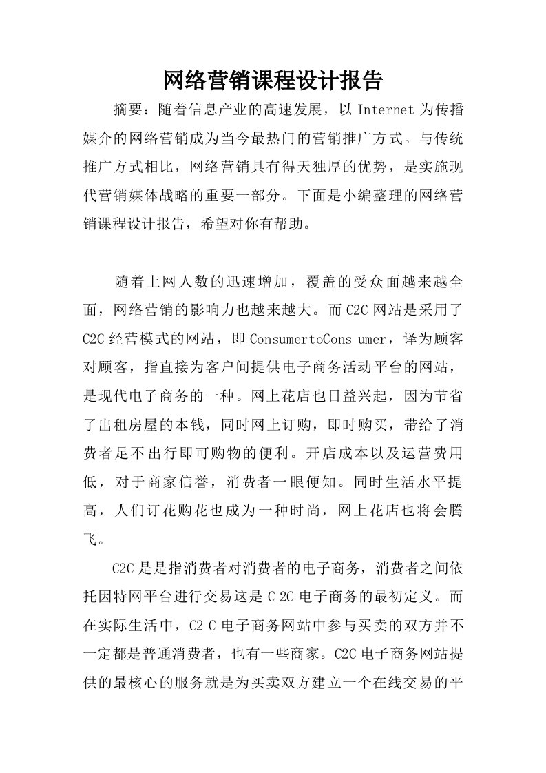 网络营销课程设计报告.doc