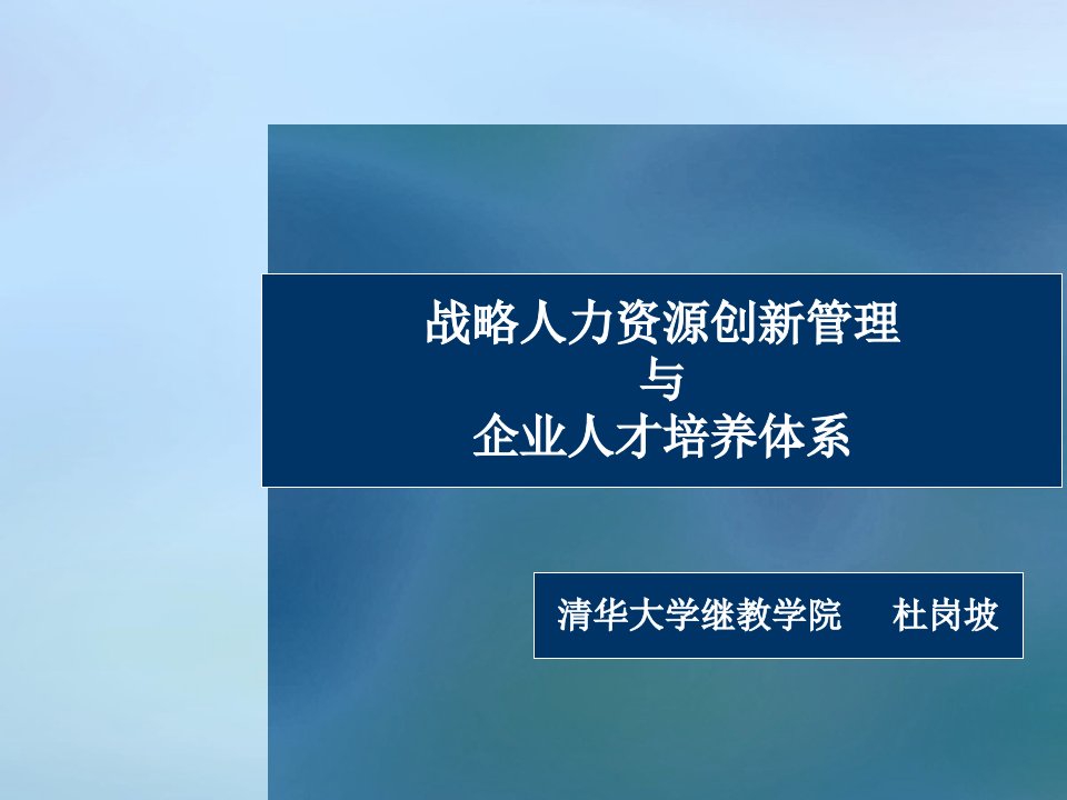 战略人力资源管理与人才培养体系