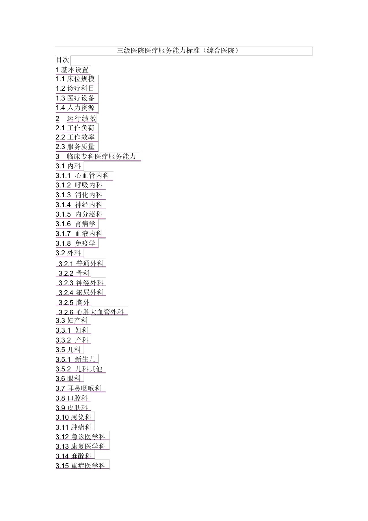 三级医院医疗服务能力标准(综合医院)