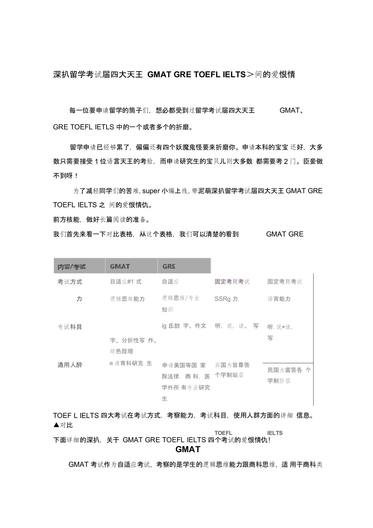 深扒留学考试届四大天王GMAT、GRE、TOEFL、IELTS之间的爱恨情仇