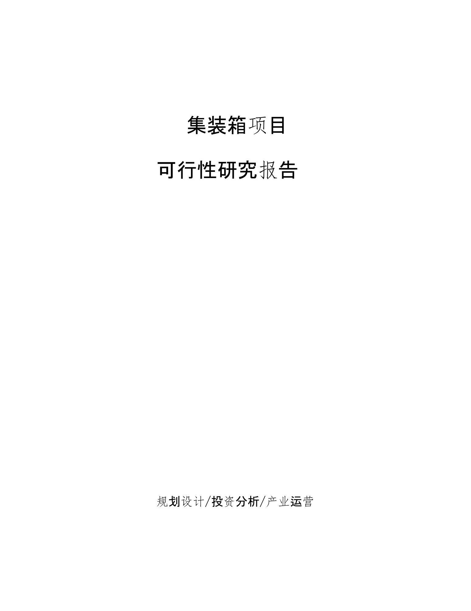 集装箱项目可行性研究报告模板